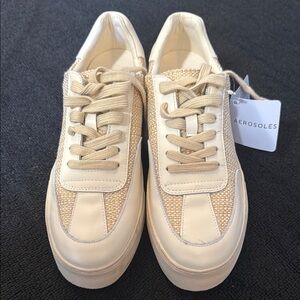 AEROSOLES Beige and White Casual Sneakers